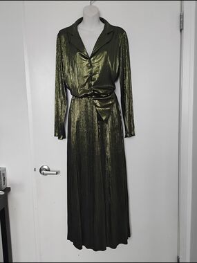 Set Of 2 Bottom-down And Skirt Olive Metallic